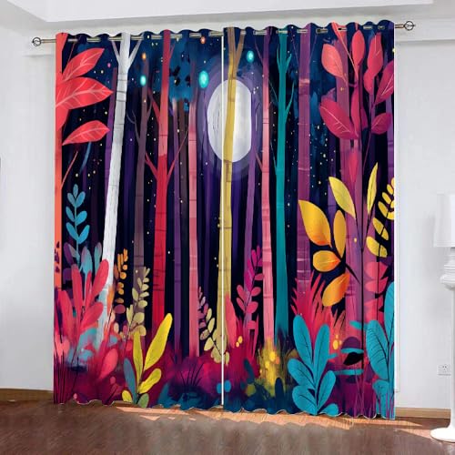 YUEAHOL Cartoon-Pflanzenblätter Vorhang Blickdicht mit Ösen 3D Wald Verdunkelungsvorhang 2er Set Gardine Polyester für Schlafzimmer Kinderzimmer Wohnzimmer Dekoration 300 x 270 cm YUEAHOL Cartoon-Pflanzenblätter Vorhang Blickdicht mit Ösen 3D Wald Verdunkelungsvorhang 2er Set Gardine Polyester für Schlafzimmer Kinderzimmer Wohnzimmer Dekoration 300 x 270 cm von YUEAHOL
