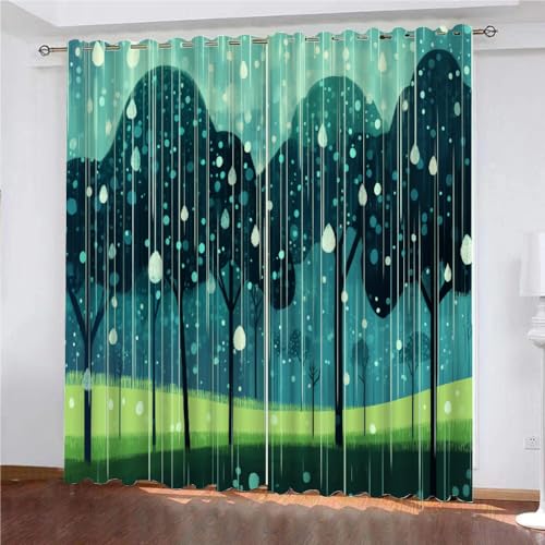 YUEAHOL Cartoon-Wald Vorhang Blickdicht mit Ösen 3D Regenhimmel Verdunkelungsvorhang 2er Set Gardine Polyester für Schlafzimmer Kinderzimmer Wohnzimmer Dekoration 150 x 166 cm YUEAHOL Cartoon-Wald Vorhang Blickdicht mit Ösen 3D Regenhimmel Verdunkelungsvorhang 2er Set Gardine Polyester für Schlafzimmer Kinderzimmer Wohnzimmer Dekoration 150 x 166 cm von YUEAHOL