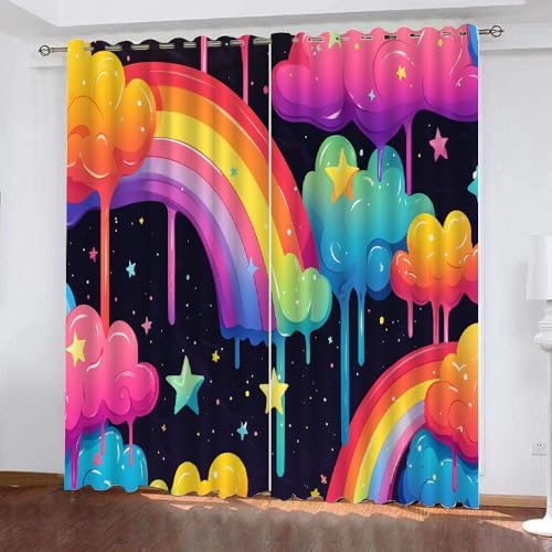 YUEAHOL Cartoon-Wolken Blickdichte Vorhänge, Sternenhimmel Thermovorhang Hitzeschutz mit Ösen Gardienen 2er-Set Lichtundurchlässige Vorhänge Schlafzimmer Blackout Curtains 170 x 200 cm YUEAHOL Cartoon-Wolken Blickdichte Vorhänge, Sternenhimmel Thermovorhang Hitzeschutz mit Ösen Gardienen 2er-Set Lichtundurchlässige Vorhänge Schlafzimmer Blackout Curtains 170 x 200 cm von YUEAHOL