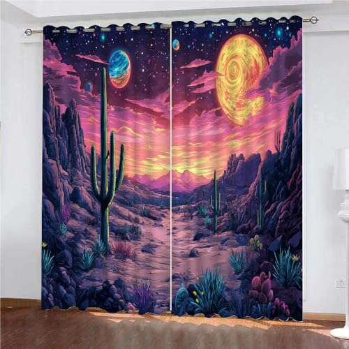 YUEAHOL Fantasy-Weltraum Vorhang Blickdicht mit Ösen 3D Ölgemälde Verdunkelungsvorhang 2er Set Gardine Polyester für Schlafzimmer Kinderzimmer Wohnzimmer Dekoration 150 x 166 cm YUEAHOL Fantasy-Weltraum Vorhang Blickdicht mit Ösen 3D Ölgemälde Verdunkelungsvorhang 2er Set Gardine Polyester für Schlafzimmer Kinderzimmer Wohnzimmer Dekoration 150 x 166 cm von YUEAHOL