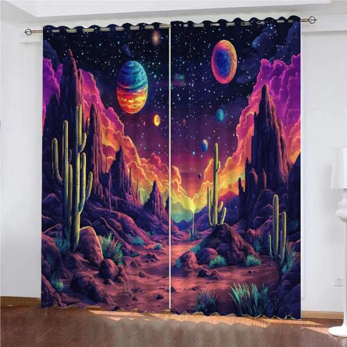 YUEAHOL Fantasy-Weltraum Vorhang Blickdicht mit Ösen 3D Ölgemälde Verdunkelungsvorhang 2er Set Gardine Polyester für Schlafzimmer Kinderzimmer Wohnzimmer Dekoration 300 x 270 cm YUEAHOL Fantasy-Weltraum Vorhang Blickdicht mit Ösen 3D Ölgemälde Verdunkelungsvorhang 2er Set Gardine Polyester für Schlafzimmer Kinderzimmer Wohnzimmer Dekoration 300 x 270 cm von YUEAHOL