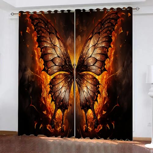 YUEAHOL Flammenschmetterling Vorhang Blickdicht mit Ösen 3D Abstrakte Kunst Verdunkelungsvorhang 2er Set Gardine Polyester für Schlafzimmer Kinderzimmer Wohnzimmer Dekoration 150 x 166 cm YUEAHOL Flammenschmetterling Vorhang Blickdicht mit Ösen 3D Abstrakte Kunst Verdunkelungsvorhang 2er Set Gardine Polyester für Schlafzimmer Kinderzimmer Wohnzimmer Dekoration 150 x 166 cm von YUEAHOL