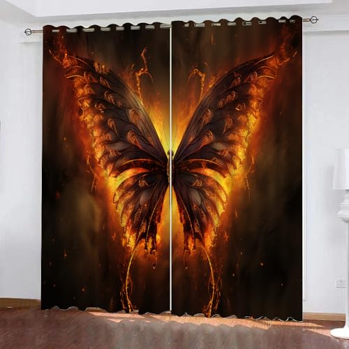 YUEAHOL Flammenschmetterling Vorhang Blickdicht mit Ösen 3D Abstrakte Kunst Verdunkelungsvorhang 2er Set Gardine Polyester für Schlafzimmer Kinderzimmer Wohnzimmer Dekoration 150 x 166 cm YUEAHOL Flammenschmetterling Vorhang Blickdicht mit Ösen 3D Abstrakte Kunst Verdunkelungsvorhang 2er Set Gardine Polyester für Schlafzimmer Kinderzimmer Wohnzimmer Dekoration 150 x 166 cm von YUEAHOL