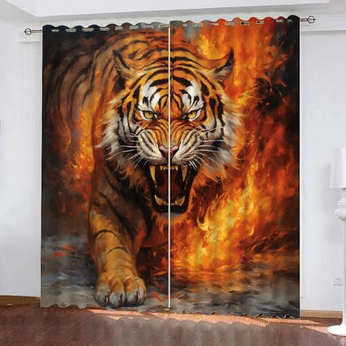 YUEAHOL Flammentiger Vorhang Blickdicht mit Ösen 3D Abstrakte Kunst Verdunkelungsvorhang 2er Set Gardine Polyester für Schlafzimmer Kinderzimmer Wohnzimmer Dekoration 220 x 210 cm YUEAHOL Flammentiger Vorhang Blickdicht mit Ösen 3D Abstrakte Kunst Verdunkelungsvorhang 2er Set Gardine Polyester für Schlafzimmer Kinderzimmer Wohnzimmer Dekoration 220 x 210 cm von YUEAHOL