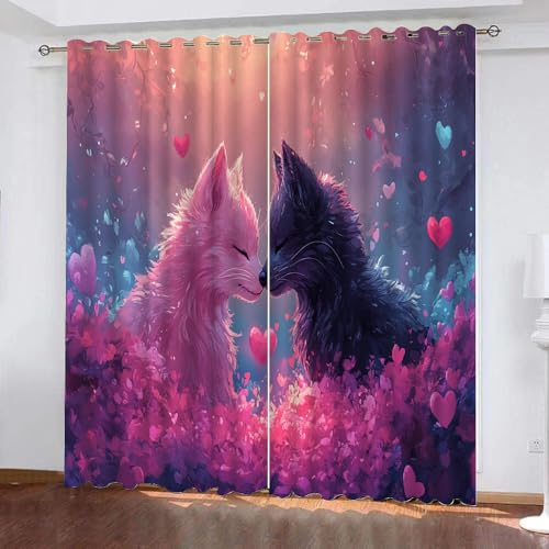 YUEAHOL Fuchsblumen Vorhang Blickdicht mit Ösen 3D Abstrakte Kunst Verdunkelungsvorhang 2er Set Gardine Polyester für Schlafzimmer Kinderzimmer Wohnzimmer Dekoration 300 x 270 cm YUEAHOL Fuchsblumen Vorhang Blickdicht mit Ösen 3D Abstrakte Kunst Verdunkelungsvorhang 2er Set Gardine Polyester für Schlafzimmer Kinderzimmer Wohnzimmer Dekoration 300 x 270 cm von YUEAHOL