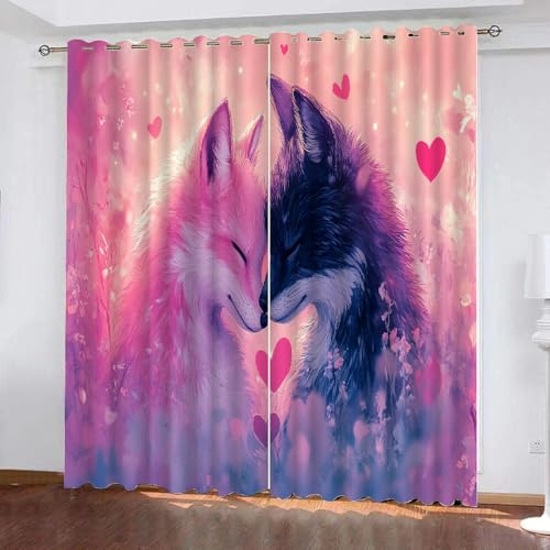 YUEAHOL Fuchsblumen Vorhang Blickdicht mit Ösen 3D Abstrakte Kunst Verdunkelungsvorhang 2er Set Gardine Polyester für Schlafzimmer Kinderzimmer Wohnzimmer Dekoration 300 x 270 cm YUEAHOL Fuchsblumen Vorhang Blickdicht mit Ösen 3D Abstrakte Kunst Verdunkelungsvorhang 2er Set Gardine Polyester für Schlafzimmer Kinderzimmer Wohnzimmer Dekoration 300 x 270 cm von YUEAHOL