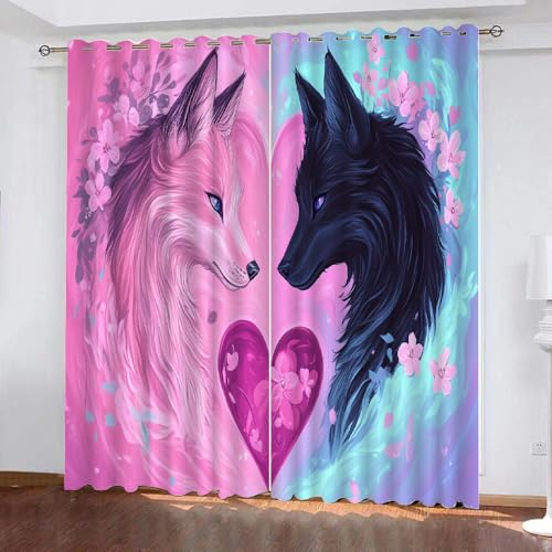 YUEAHOL Fuchsblumen Vorhang Blickdicht mit Ösen 3D Handbemalt Verdunkelungsvorhang 2er Set Gardine Polyester für Schlafzimmer Kinderzimmer Wohnzimmer Dekoration 220 x 210 cm YUEAHOL Fuchsblumen Vorhang Blickdicht mit Ösen 3D Handbemalt Verdunkelungsvorhang 2er Set Gardine Polyester für Schlafzimmer Kinderzimmer Wohnzimmer Dekoration 220 x 210 cm von YUEAHOL