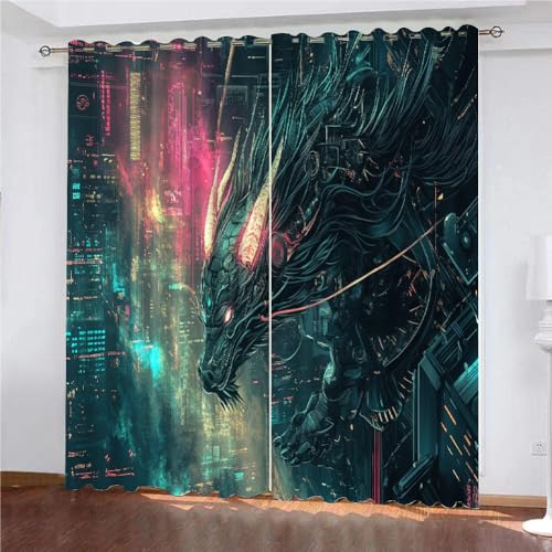 YUEAHOL Gardinen Curtain Fantasie-Drache Abstrakter Raum 200 cm Lang 170 cm Breite 2Er Set Vorhang Blickdicht 3D Gardine Blickdichte mit Ösen Printing Shading Vorhänge YUEAHOL Gardinen Curtain Fantasie-Drache Abstrakter Raum 200 cm Lang 170 cm Breite 2Er Set Vorhang Blickdicht 3D Gardine Blickdichte mit Ösen Printing Shading Vorhänge von YUEAHOL