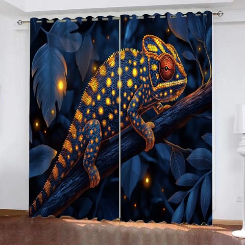 YUEAHOL Gartenchamäleon Verdunkelungsvorhang Wald 3D Druck Ösen Gardinen Wärmegedämmt Blickdichter Vorhänge für Jungen Mädchen Kinder Schlafzimmer Spielzimmer 220 x 215 cm YUEAHOL Gartenchamäleon Verdunkelungsvorhang Wald 3D Druck Ösen Gardinen Wärmegedämmt Blickdichter Vorhänge für Jungen Mädchen Kinder Schlafzimmer Spielzimmer 220 x 215 cm von YUEAHOL