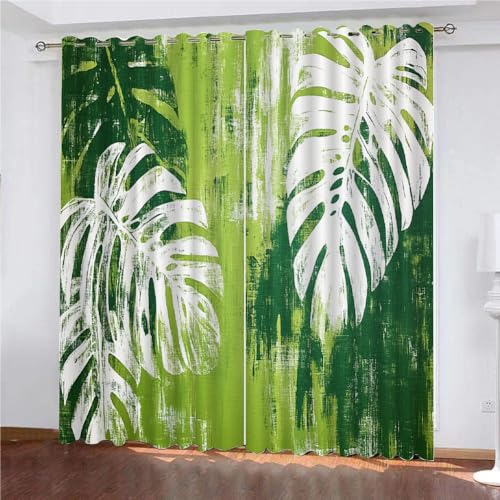 YUEAHOL Grüne Graffiti Verdunkelungsvorhänge Tropische Pflanzenblätter Blackout Vorhang mit Ösen Abdunkelnde Gardinen Wohnzimmer 2er Set für alle Fenster und Jahreszeiten, 140 x 245 cm YUEAHOL Grüne Graffiti Verdunkelungsvorhänge Tropische Pflanzenblätter Blackout Vorhang mit Ösen Abdunkelnde Gardinen Wohnzimmer 2er Set für alle Fenster und Jahreszeiten, 140 x 245 cm von YUEAHOL