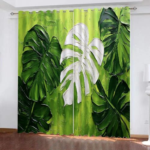 YUEAHOL Grüne Graffiti Vorhang Blickdicht mit Ösen 3D Tropische Pflanzenblätter Verdunkelungsvorhang 2er Set Gardine Polyester für Schlafzimmer Kinderzimmer Wohnzimmer Dekoration 220 x 210 cm YUEAHOL Grüne Graffiti Vorhang Blickdicht mit Ösen 3D Tropische Pflanzenblätter Verdunkelungsvorhang 2er Set Gardine Polyester für Schlafzimmer Kinderzimmer Wohnzimmer Dekoration 220 x 210 cm von YUEAHOL