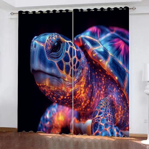 YUEAHOL Leuchtende Tiere Blickdichte Vorhänge, Bunt Thermovorhang Hitzeschutz mit Ösen Gardienen 2er-Set Lichtundurchlässige Vorhänge Schlafzimmer Blackout Curtains 300 x 270 cm von YUEAHOL
