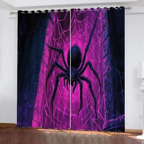 YUEAHOL Leuchtendes Spinnennetz Vorhang Blickdicht mit Ösen 3D Abstrakter Raum Verdunkelungsvorhang 2er Set Gardine Polyester für Schlafzimmer Kinderzimmer Wohnzimmer Dekoration 220 x 210 cm YUEAHOL Leuchtendes Spinnennetz Vorhang Blickdicht mit Ösen 3D Abstrakter Raum Verdunkelungsvorhang 2er Set Gardine Polyester für Schlafzimmer Kinderzimmer Wohnzimmer Dekoration 220 x 210 cm von YUEAHOL