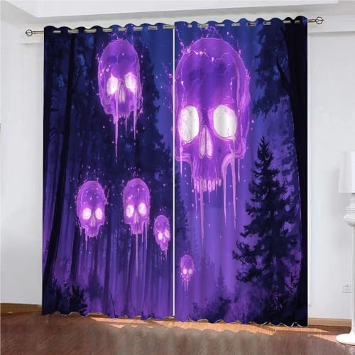 YUEAHOL Lila Skelett Vorhang Blickdicht mit Ösen 3D Nachtwald Verdunkelungsvorhang 2er Set Gardine Polyester für Schlafzimmer Kinderzimmer Wohnzimmer Dekoration 150 x 166 cm YUEAHOL Lila Skelett Vorhang Blickdicht mit Ösen 3D Nachtwald Verdunkelungsvorhang 2er Set Gardine Polyester für Schlafzimmer Kinderzimmer Wohnzimmer Dekoration 150 x 166 cm von YUEAHOL