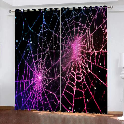 YUEAHOL Neon-Spinnennetz Vorhang Blickdicht mit Ösen 3D Abstrakte Kunst Verdunkelungsvorhang 2er Set Gardine Polyester für Schlafzimmer Kinderzimmer Wohnzimmer Dekoration 150 x 166 cm YUEAHOL Neon-Spinnennetz Vorhang Blickdicht mit Ösen 3D Abstrakte Kunst Verdunkelungsvorhang 2er Set Gardine Polyester für Schlafzimmer Kinderzimmer Wohnzimmer Dekoration 150 x 166 cm von YUEAHOL