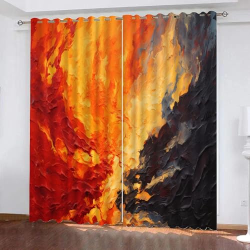 YUEAHOL Rote Flamme Vorhang Blickdicht mit Ösen 3D Abstraktes Ölgemälde Verdunkelungsvorhang 2er Set Gardine Polyester für Schlafzimmer Kinderzimmer Wohnzimmer Dekoration 300 x 270 cm YUEAHOL Rote Flamme Vorhang Blickdicht mit Ösen 3D Abstraktes Ölgemälde Verdunkelungsvorhang 2er Set Gardine Polyester für Schlafzimmer Kinderzimmer Wohnzimmer Dekoration 300 x 270 cm von YUEAHOL