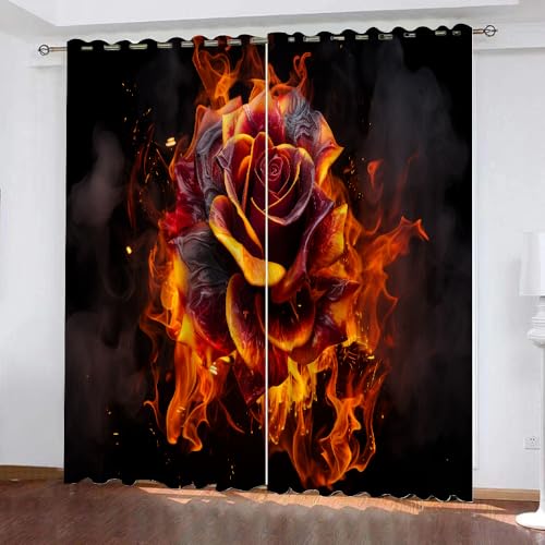YUEAHOL Rote Rose Vorhang Blickdicht mit Ösen 3D Flamme Verdunkelungsvorhang 2er Set Gardine Polyester für Schlafzimmer Kinderzimmer Wohnzimmer Dekoration 220 x 210 cm YUEAHOL Rote Rose Vorhang Blickdicht mit Ösen 3D Flamme Verdunkelungsvorhang 2er Set Gardine Polyester für Schlafzimmer Kinderzimmer Wohnzimmer Dekoration 220 x 210 cm von YUEAHOL