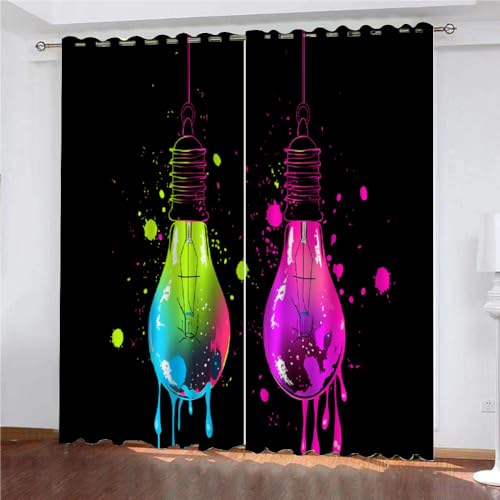 YUEAHOL Vorhang Blickdicht 3D 2Er Set Curtain Abstrakte Graffiti Aquarell Glühbirne fürs Kinderzimmer 240 cm Lang 270 cm Breite Gardine Lichtundurchlässig Fenstervorhang Wohnzimmer Schlafzimmer YUEAHOL Vorhang Blickdicht 3D 2Er Set Curtain Abstrakte Graffiti Aquarell Glühbirne fürs Kinderzimmer 240 cm Lang 270 cm Breite Gardine Lichtundurchlässig Fenstervorhang Wohnzimmer Schlafzimmer von YUEAHOL