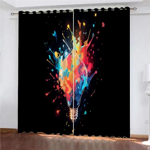 YUEAHOL Vorhang Blickdicht 3D 2Er Set Curtain Abstrakte Graffiti Aquarell Glühbirne fürs Kinderzimmer 260 cm Lang 140 cm Breite Gardine Lichtundurchlässig Fenstervorhang Wohnzimmer Schlafzimmer YUEAHOL Vorhang Blickdicht 3D 2Er Set Curtain Abstrakte Graffiti Aquarell Glühbirne fürs Kinderzimmer 260 cm Lang 140 cm Breite Gardine Lichtundurchlässig Fenstervorhang Wohnzimmer Schlafzimmer von YUEAHOL