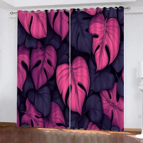 YUEAHOL Vorhang Blickdicht 3D 2Er Set Curtain Bunte Blätter Tropische Pflanze fürs Kinderzimmer 260 cm Lang 140 cm Breite Gardine Lichtundurchlässig Fenstervorhang Wohnzimmer Schlafzimmer YUEAHOL Vorhang Blickdicht 3D 2Er Set Curtain Bunte Blätter Tropische Pflanze fürs Kinderzimmer 260 cm Lang 140 cm Breite Gardine Lichtundurchlässig Fenstervorhang Wohnzimmer Schlafzimmer von YUEAHOL