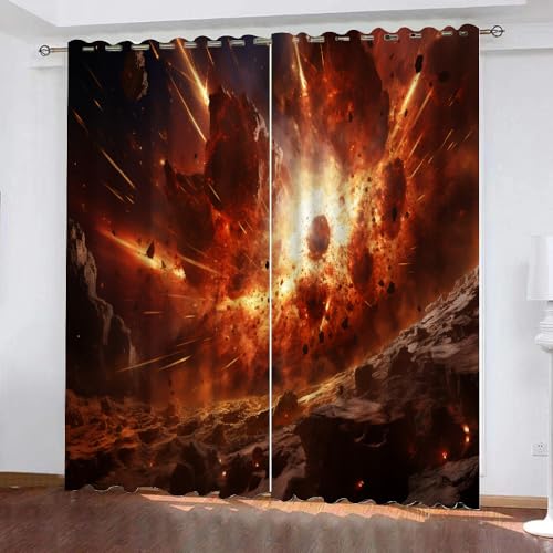 YUEAHOL Vorhang Blickdicht 3D 2Er Set Curtain Flammenplanet Abstrakter Weltraum fürs Kinderzimmer 160 cm Lang 150 cm Breite Gardine Lichtundurchlässig Fenstervorhang Wohnzimmer Schlafzimmer YUEAHOL Vorhang Blickdicht 3D 2Er Set Curtain Flammenplanet Abstrakter Weltraum fürs Kinderzimmer 160 cm Lang 150 cm Breite Gardine Lichtundurchlässig Fenstervorhang Wohnzimmer Schlafzimmer von YUEAHOL