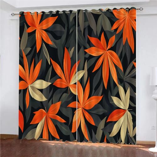 YUEAHOL Vorhang Blickdicht 3D 2Er Set Curtain Orangenblätter Tropische Pflanze fürs Kinderzimmer 240 cm Lang 270 cm Breite Gardine Lichtundurchlässig Fenstervorhang Wohnzimmer Schlafzimmer YUEAHOL Vorhang Blickdicht 3D 2Er Set Curtain Orangenblätter Tropische Pflanze fürs Kinderzimmer 240 cm Lang 270 cm Breite Gardine Lichtundurchlässig Fenstervorhang Wohnzimmer Schlafzimmer von YUEAHOL