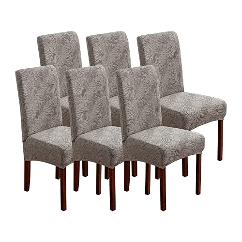 YUEANG Esszimmerstuhlbezüge, Stuhlhussen für Esszimmer, Stretch-Stuhlbezüge, Parsons, Stuhlhusse, für Esszimmer, Küche, abnehmbar, waschbar (Hellgrau, 6 Stück) von YUEANG