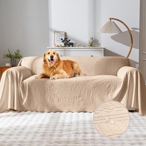 YUEANG Wasserdichter Couchbezug, wendbar, haustierfreundlich, waschbar und rutschfest, Sofaschutz mit 2 Kissen, ideale Sofa-Schonbezüge für Hunde und Katzen (180 x 250 cm, Khaki) von YUEANG
