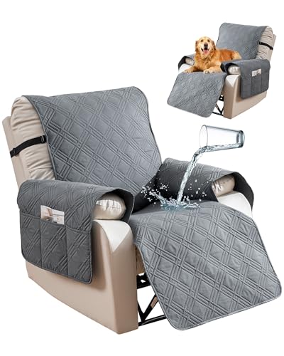 YUEANG Wendbarer Bezug für Liegestuhl, wasserdicht, mit Tasche, waschbar, Möbelschutz für Kinder, Haustiere, 60 cm, Dunkelgrau von YUEANG