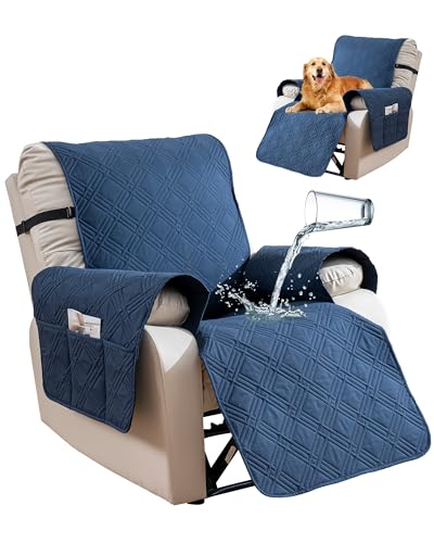 YUEANG Wendbarer Bezug für Liegestuhl, wasserdicht, mit Tasche, waschbar, Möbelschutz für Kinder, Haustiere, 60 cm, Marineblau von YUEANG