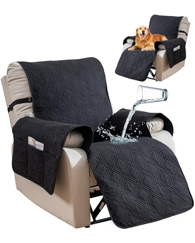 YUEANG Wendbarer Bezug für Liegestuhl, wasserdicht, mit Tasche, waschbar, Möbelschutz für Kinder, Haustiere, 60 cm, Schwarz von YUEANG