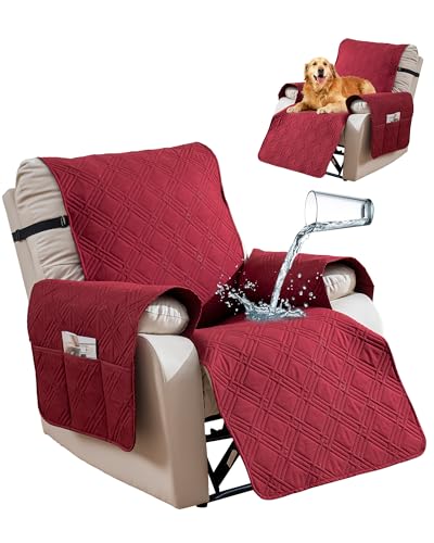 YUEANG Wendbarer Bezug für Liegestuhl, wasserdicht, mit Tasche, waschbar, Möbelschutz für Kinder, Haustiere (50 cm, Weinrot) von YUEANG