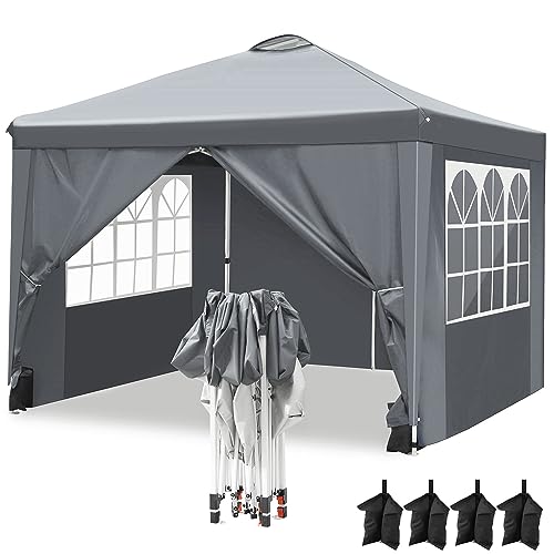Pavillon Wasserdicht Faltpavillon 3x3 Pavillon Faltbar Zelt Gartenpavillon mit 4 Seitenteilen und 4 Sandsäcke von COBIZI