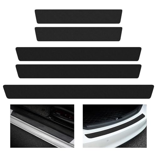 YUEDAM Set of 5 Car Door Sill Plates für Defender Discovery Sport Discovery Range Rove, Car Door Entry Protection Sticker Step Plate Cover Strips Anti Scratch Car Accessories von YUEDAM