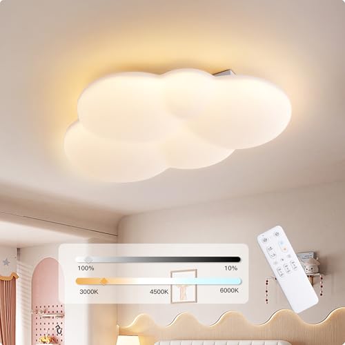 YUEEU Kinderzimmer Lampe Decke Schlafzimmer Lampe LED Deckenleuchte Kinderzimmer 30CM PE Wolke Deckenlampe Kinderlampe,Dimmbar Wolkenlampe mit Fernbedienung, Deckenleuchten für Kinder,Babyzimmer von YUEEU