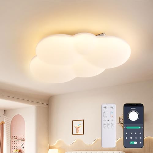YUEEU PE Schlafzimmer Lampe Kinderzimmer Lampe Decke LED Deckenleuchte Kinderzimmer,40CM Wolke Deckenlampe Kinderlampe,Dimmbar Wolkenlampe mit Fernbedienung, Deckenleuchten für Kinder,Babyzimmer von YUEEU