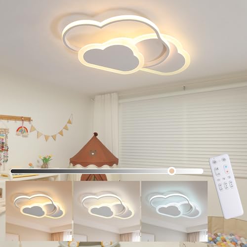 YUEEU Led Deckenleuchte Schlafzimmer,Kinderzimmer Lampe Decke 42CM Wolke Deckenlampe Kinderlampe,Dimmbar Wolkenlampe mit Fernbedienung, Deckenleuchten für Kinder,Babyzimmer Mit Nachtlichtfunktion von YUEEU