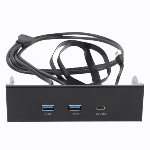 YUEHISY 5,25 Zoll Frontplatte USB C-Hub mit Dual USB-A-Ports, 20gbit / S USB 3.2 Gen 2x2, USB3.2 Typ-E-Header Erforderlich, Intern für PC-Fall von YUEHISY