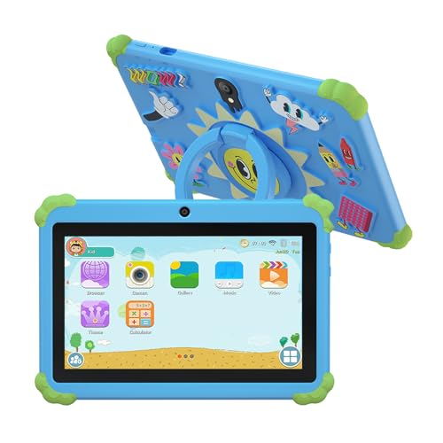 YUEHISY 7 Zoll Tablette mit Schutzhülle, 16 GB 1024x600 HD -Touchscreen -Tablette, mit Schutzstandabdeckung für Android 7.0, Geschenke für Kinder Teenager (Blue) von YUEHISY