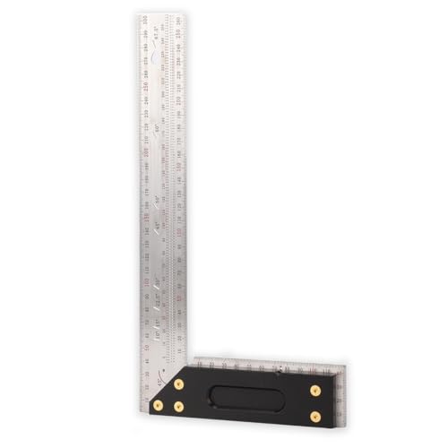 YUEHISY Edelstahl Genauigkeit Quadratisch 300mm, Integrierte 90 ° Rechte Winkel Markierung mit Verdickten Basis für Holz Bearbeitung, Messgerät für Möbel Herstellung von YUEHISY