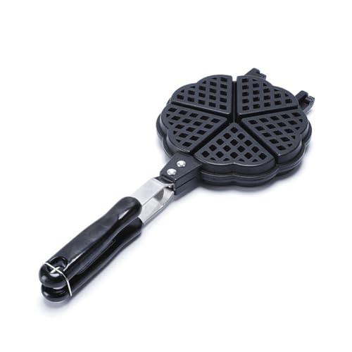 YUEHISY Waffeleisen, für 5 Mini-Waffeln in Herzform, zur Verwendung auf dem Gasherd oder Lagerfeuer, aus leicht zu reinigendem Aluminium, für das Familienfrühstück von YUEHISY