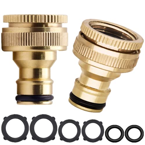 YUEHNEOM 2-pack Messing Garten Outdoor Schlauch Hahn Stecker 1/2 Zoll zu 3/4 Zoll 2-in-1 weibliche Gewinde Schnellhahn Stecker für Schlauchrohrfittings, Wasser Gewinde Wasserhahn Adapter YUEHNEOM 2-pack Messing Garten Outdoor Schlauch Hahn Stecker 1/2 Zoll zu 3/4 Zoll 2-in-1 weibliche Gewinde Schnellhahn Stecker für Schlauchrohrfittings, Wasser Gewinde Wasserhahn Adapter von YUEHNEOM