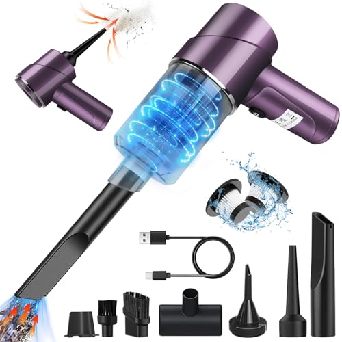 Handstaubsauger Akku Kabellos 9000Pa Mini Staubsauger Auto Wiederaufladbar mit 120W/12V High Power,Schnurlose Handstaubsauger mit Blasen & Blasdüsen Bürste,Reinigung für Auto und Haus, Violett von YUEJIDZ