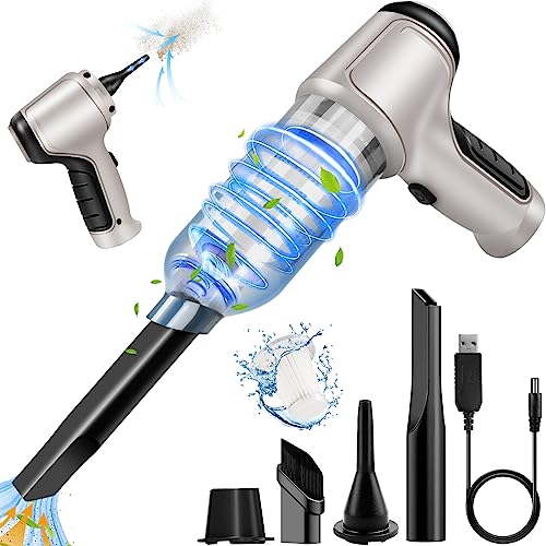 YUEJIDZ Handstaubsauger,3 in 1 Mini Staubsauger Auto Staubsauger Kabellos 9000Pa Akkustaubsauger mit 2000mAh Batterien Tragbarer Kleiner Staubsauger für Auto, Haus, Haustierhaare (Grau) von YUEJIDZ