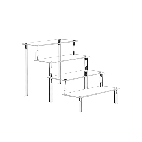 Acryl Display Stand,Transparentes Display Regal, 4-stöckiger Organizer-Präsentationsständer aus transparentem Acryl for Desserts, Sammlerstücke, Cupcakes, mehrere Größen(30 x 7.5cm) von YUEKOPOU
