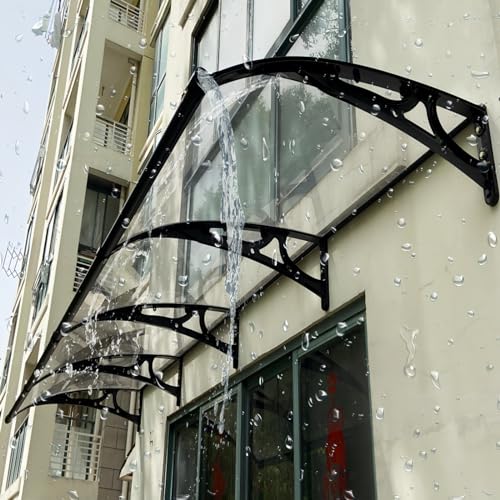 Außen-Türüberdachung, transparente Überdachung, Markise aus Polycarbonat mit Aluminiumhalterung, transparent, mehrere Größen, 1 Stück(L:60*W:240(cm)) von YUEKOPOU