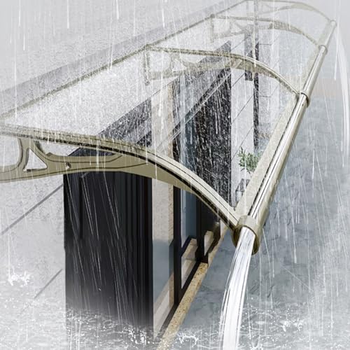 Außen-Türüberdachung, transparente Überdachung, Markise for Türfenster aus Polycarbonat und Aluminium for den Außenbereich, UV-Schutz vor Regen und Schnee, Gold, mehrere Größen(L:80*W:200(cm)) von YUEKOPOU