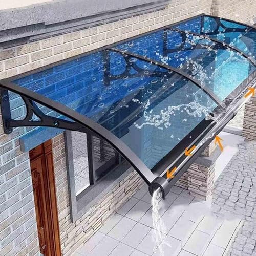 Außen-Türüberdachung, transparente Überdachung, Türvordach mit Aluminiumrahmen und Seitenteilen for den Außenbereich, Mehrfarbig, mehrere Größen(Blauw1,120x240cm) von YUEKOPOU