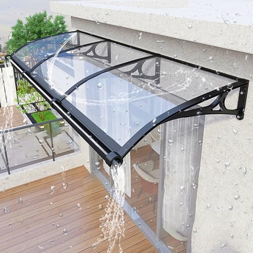 Außen-Türüberdachung, transparente Überdachung, Vordach for die Haustür mit Aluminiumhalterung, transparent, mehrere Größen(L:100*W:100(cm)) von YUEKOPOU
