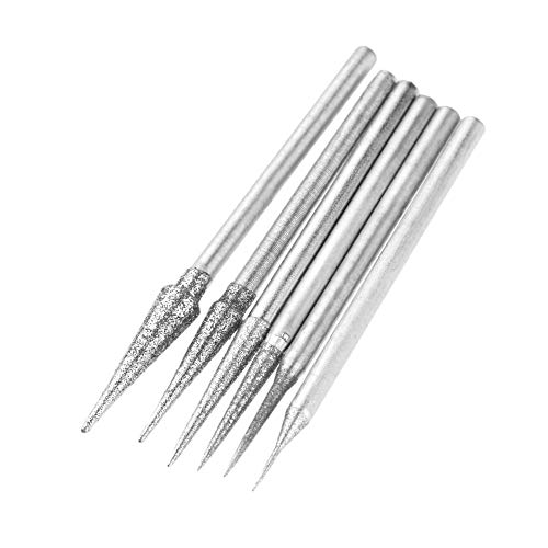 Diamant-Schleifbits, Schmirgel-Nagelbits, Pack Of 6 Diamond Grinding Bits 1-4mm Head 2.35mm Shank Silver For Engraving And Nail Care von YUEKOPOU